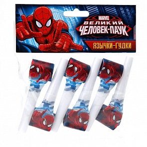 Набор из 6 язычков-гудков, дизайн Человек-Паук (Веселый Праздник, IAZ-SPM-06-144)